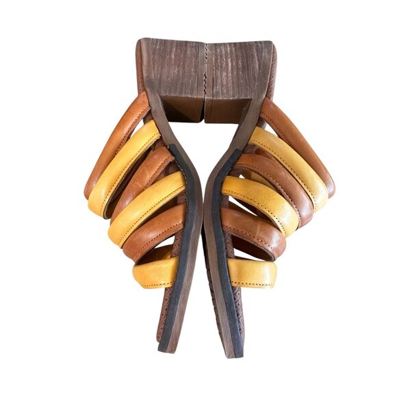 Sundance Casta Suns Yellow Multiple Straps Sandals Women 10.5 Block Heel Spain - Picture 6 of 11